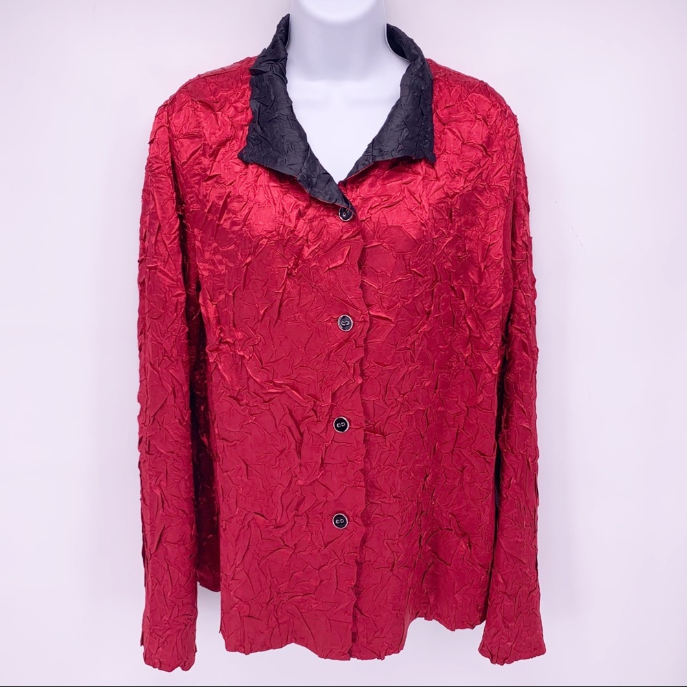 Flair Red Fancy Button Down Shirt Size Large